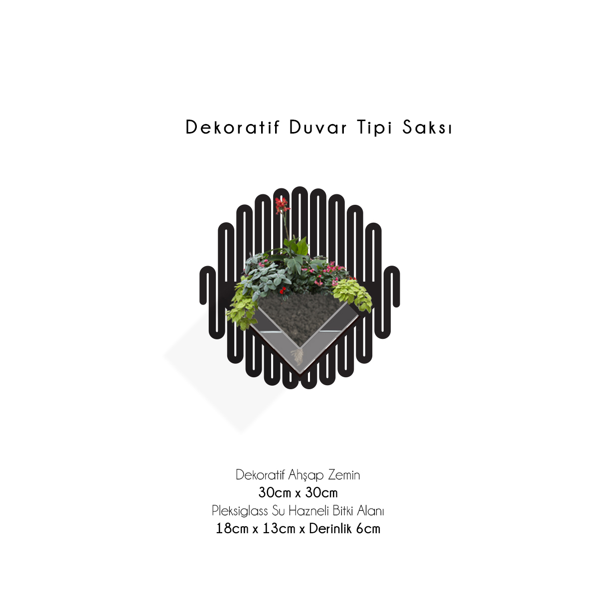 Duvar Tipi Dekoratif Ahşap Saksı