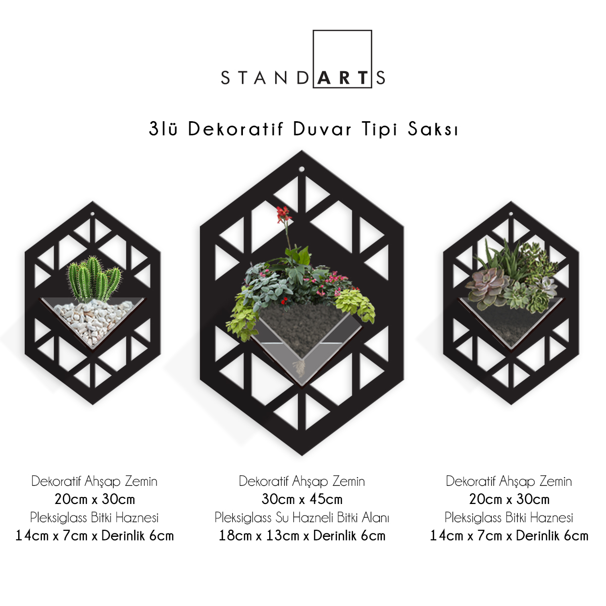 Duvar Tipi Ahşap Dekoratif Saksı