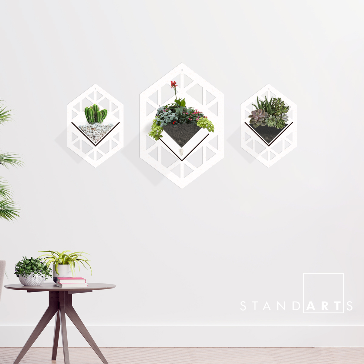 Duvar Tipi Dekoratif Ahşap Saksı