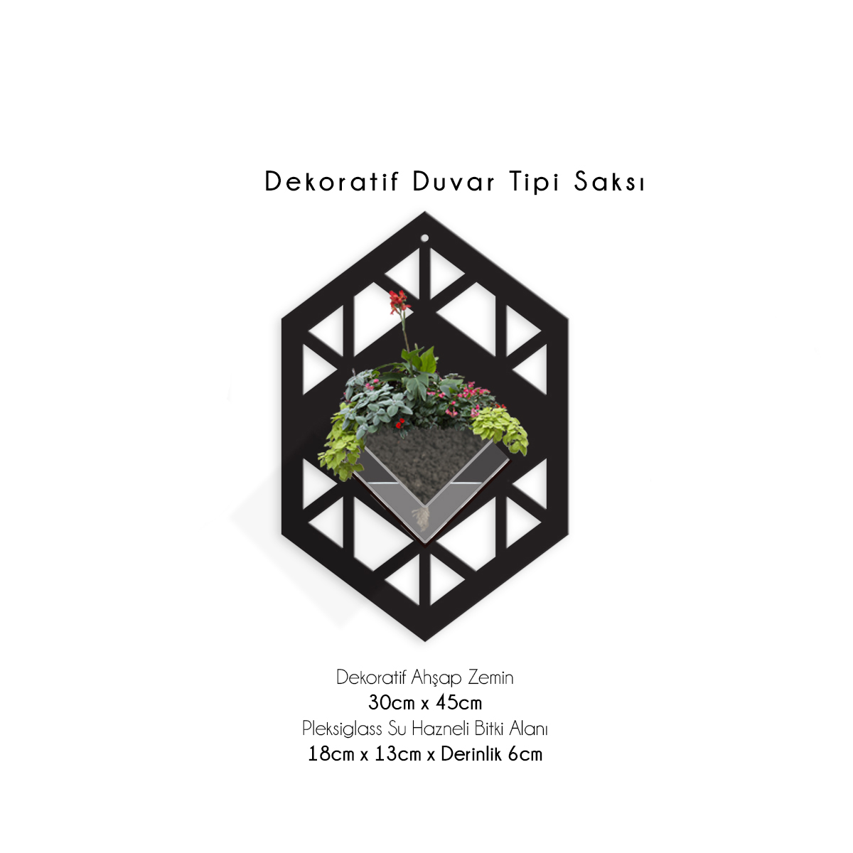 Duvar Tipi Dekoratif Ahşap Saksı