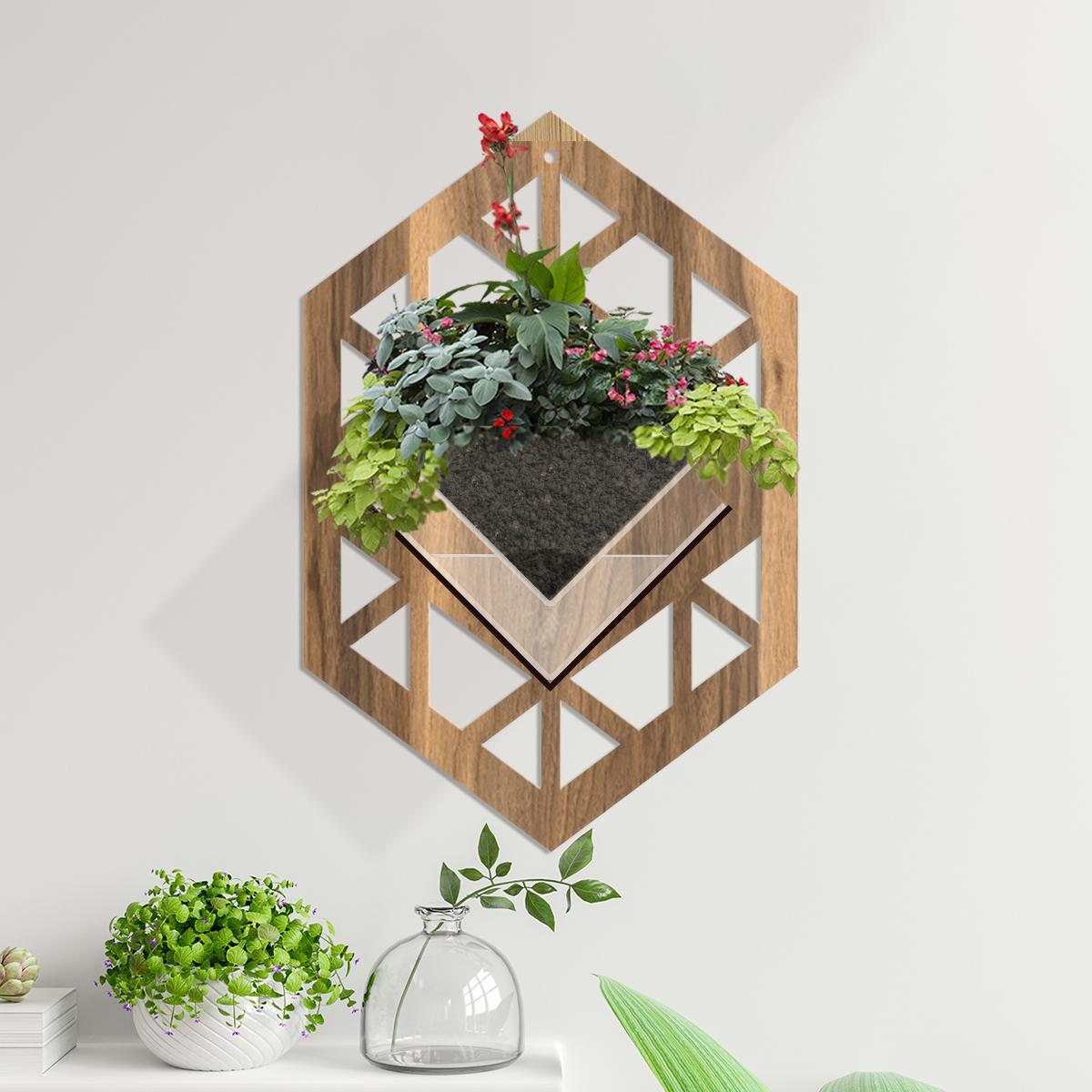 Duvar Tipi Ahşap Dekoratif Saksı