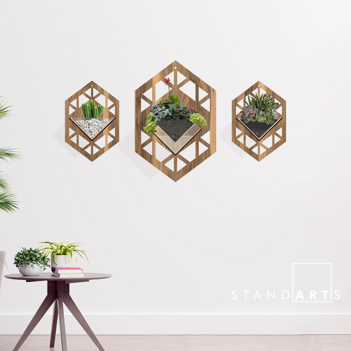 Duvar Tipi Ahşap Dekoratif Saksı