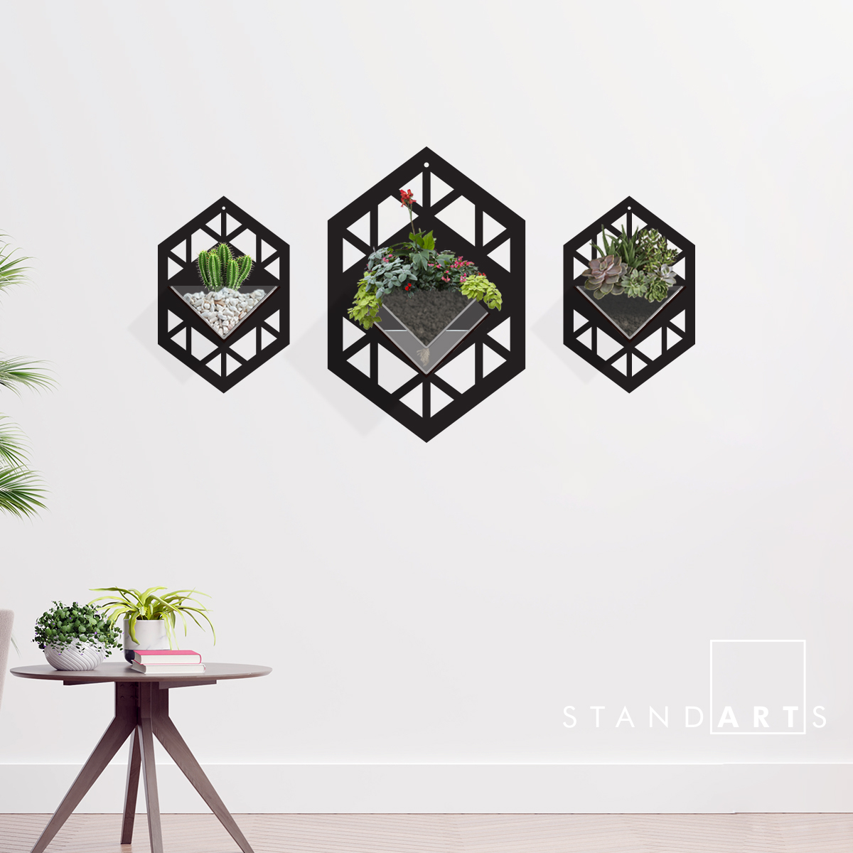 Duvar Tipi Dekoratif Ahşap Saksı
