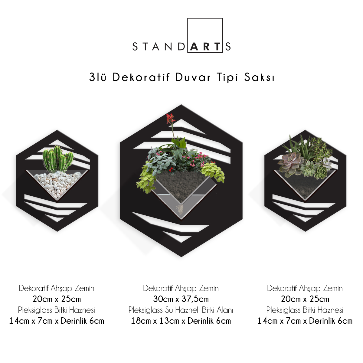 Duvar Tipi Dekoratif Ahşap Saksı