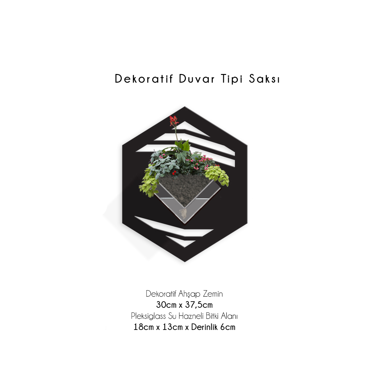 Duvar Tipi Dekoratif Ahşap Saksı