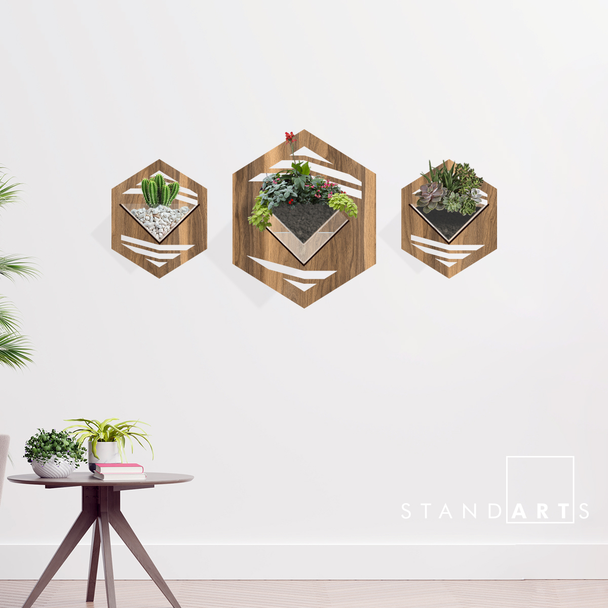 Duvar Tipi Ahşap Dekoratif Saksı