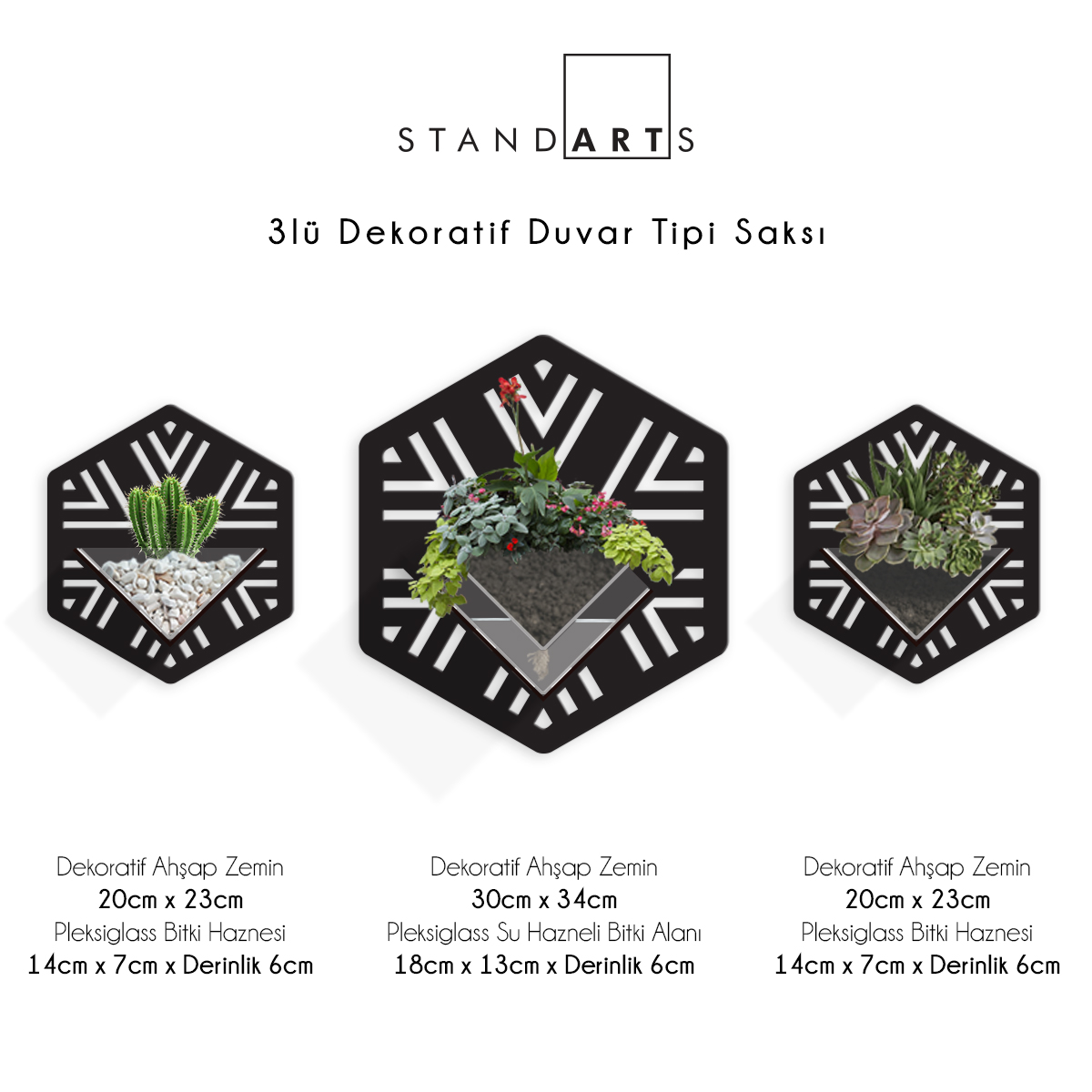 Duvar Tipi Dekoratif Ahşap Saksı