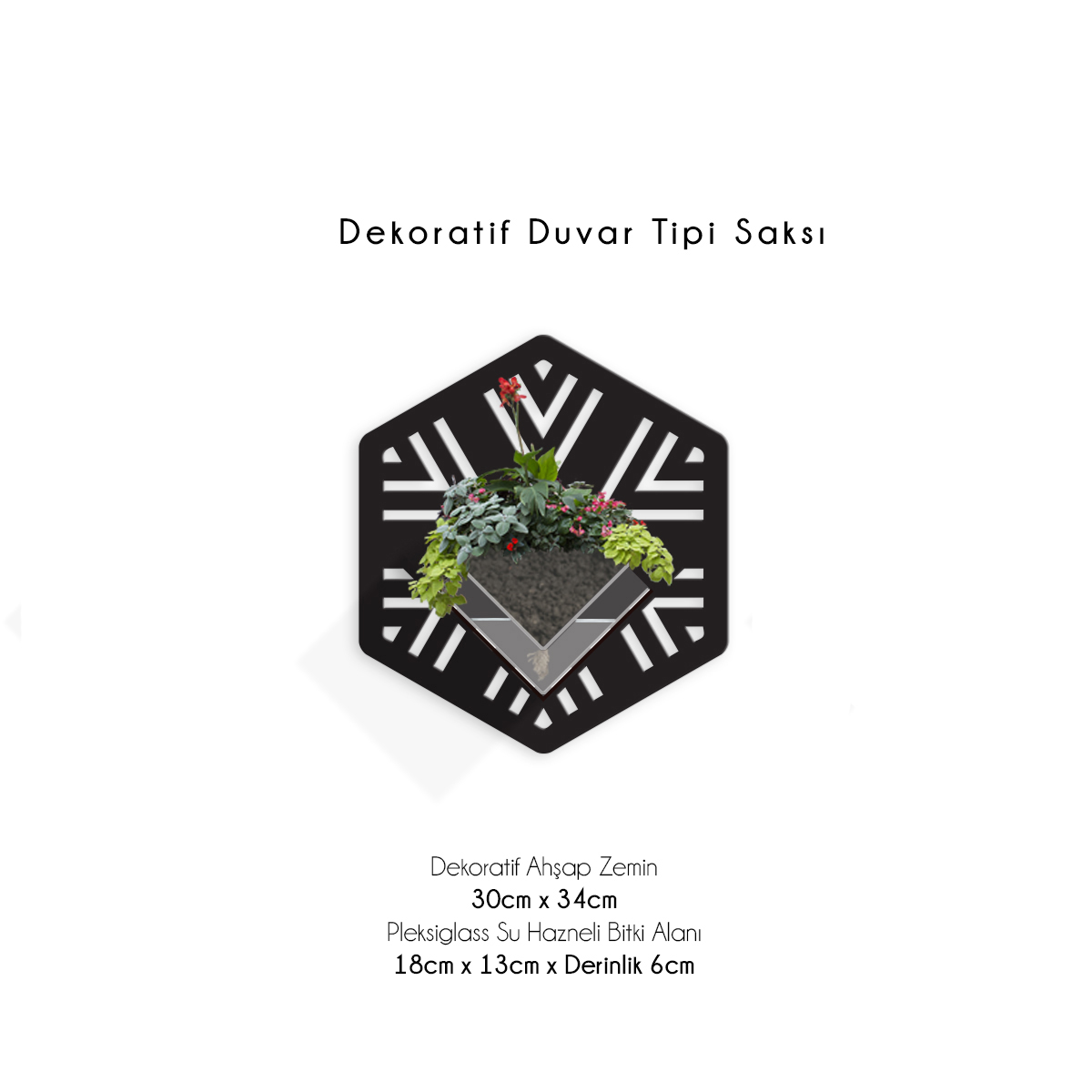Duvar Tipi Dekoratif Ahşap Saksı