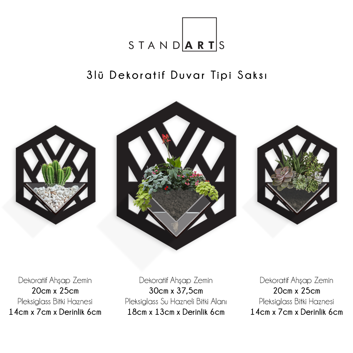 Duvar Tipi Ahşap Dekoratif Saksı