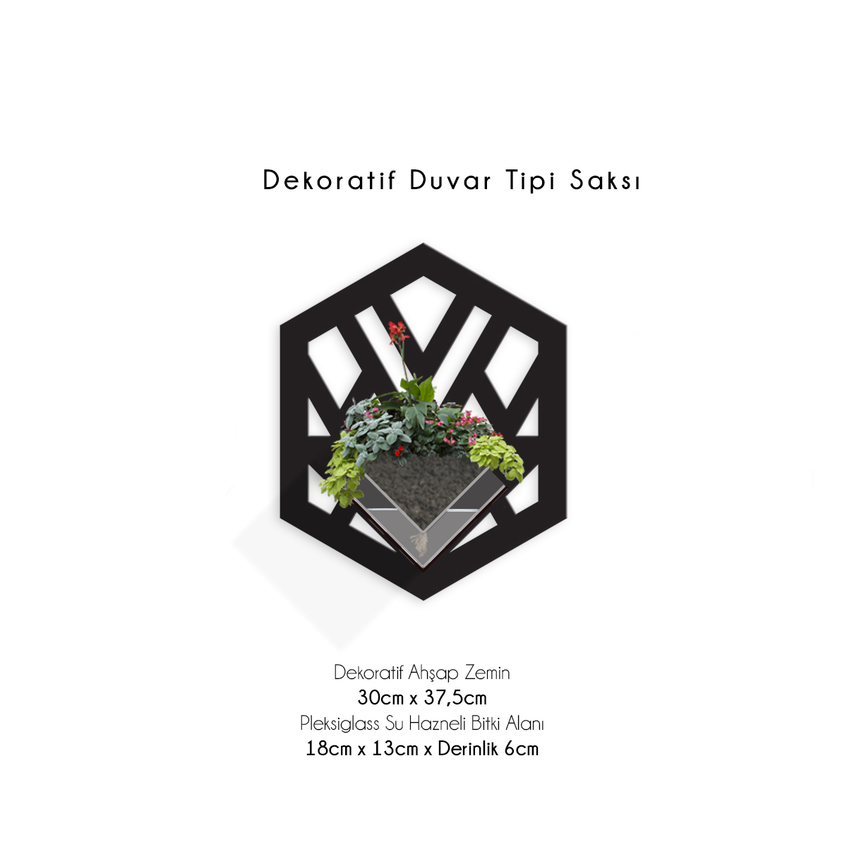 Duvar Tipi Dekoratif Ahşap Saksı