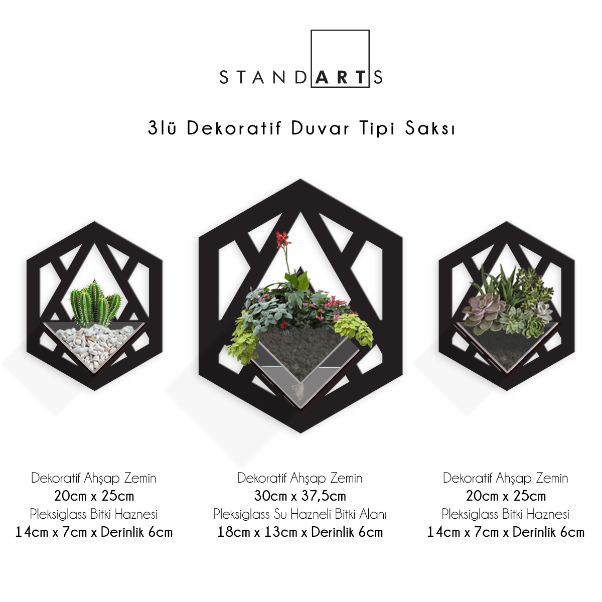 Duvar Tipi Dekoratif Ahşap Saksı