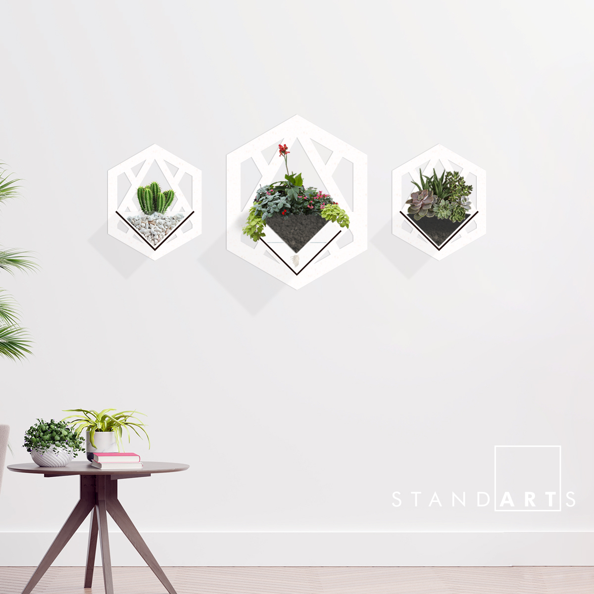 Duvar Tipi Dekoratif Ahşap Saksı