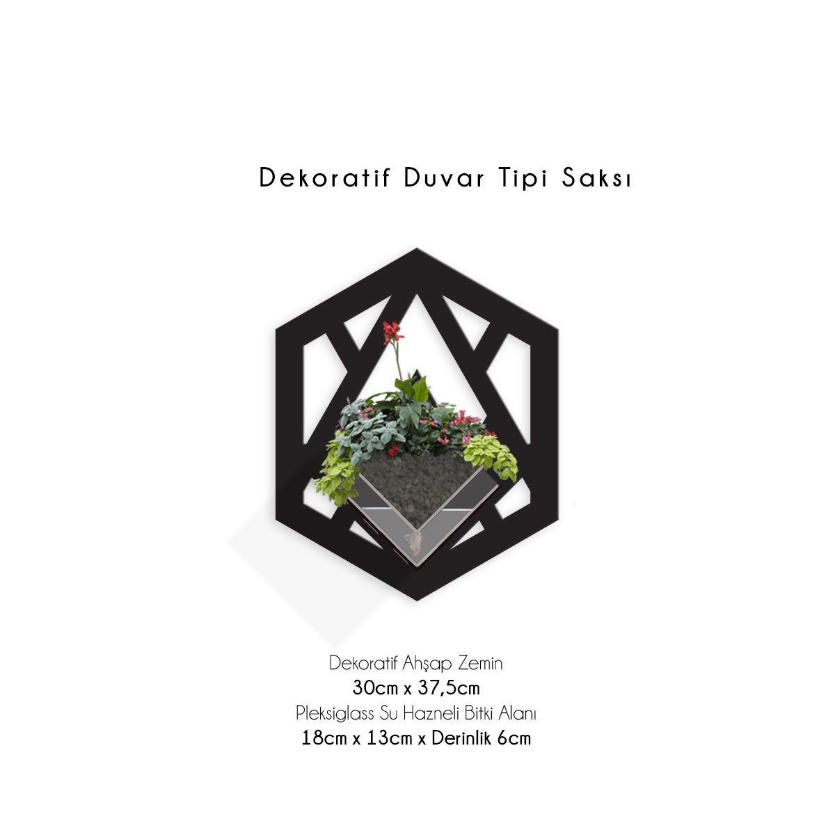 Duvar Tipi Dekoratif Ahşap Saksı