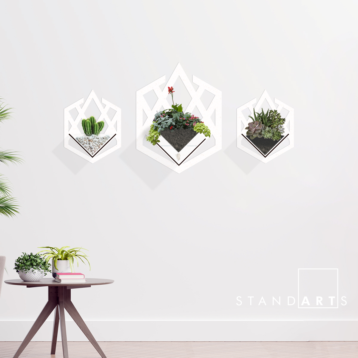 Duvar Tipi Dekoratif Ahşap Saksı