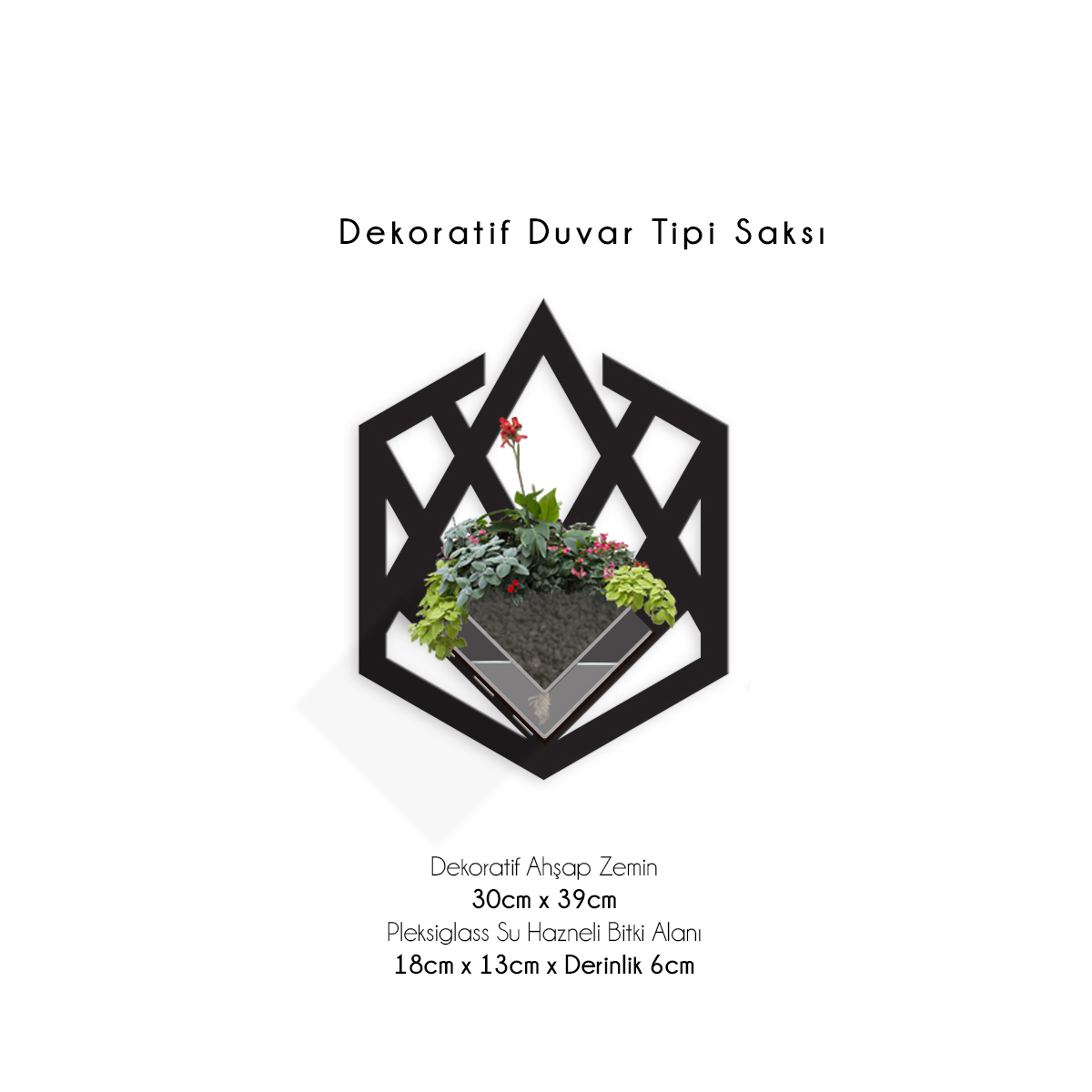 Duvar Tipi Dekoratif Ahşap Saksı