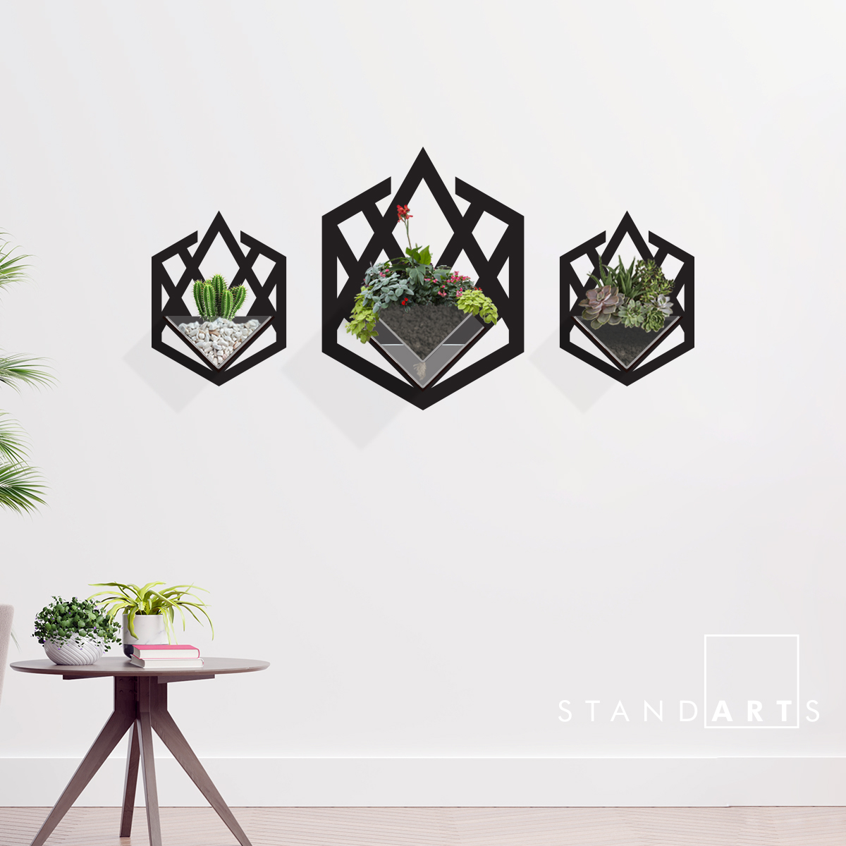 Duvar Tipi Dekoratif Ahşap Saksı