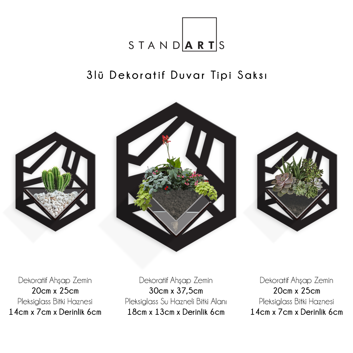 Duvar Tipi Dekoratif Ahşap Saksı
