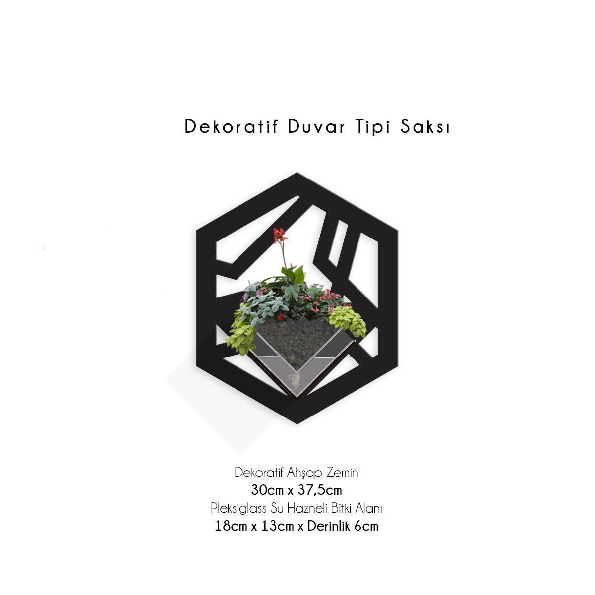 Duvar Tipi Ahşap Dekoratif Saksı