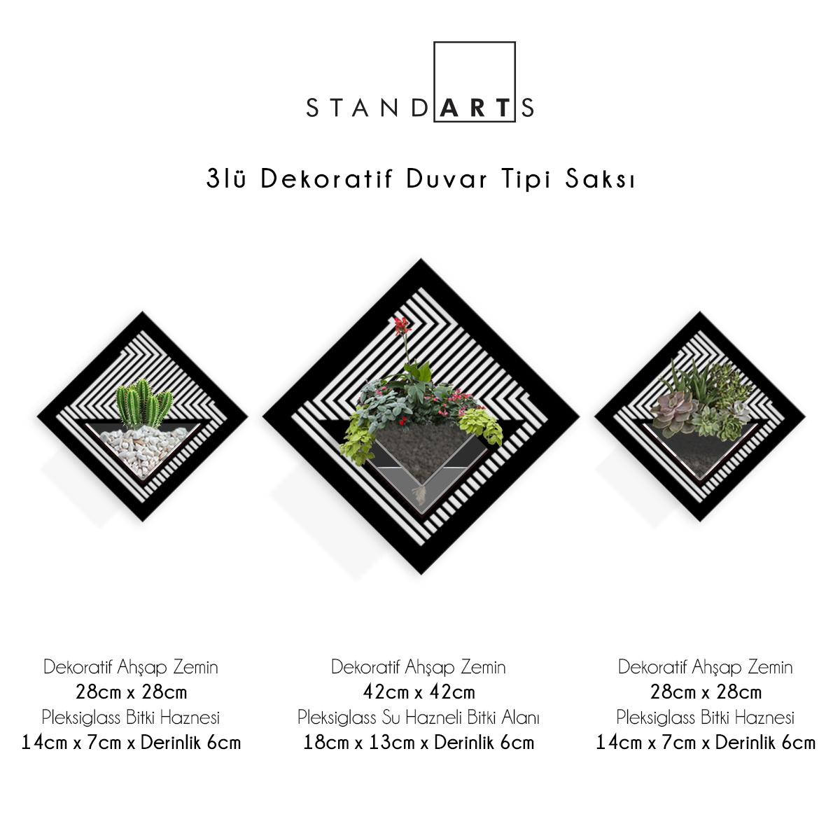 Duvar Tipi Dekoratif Ahşap Saksı