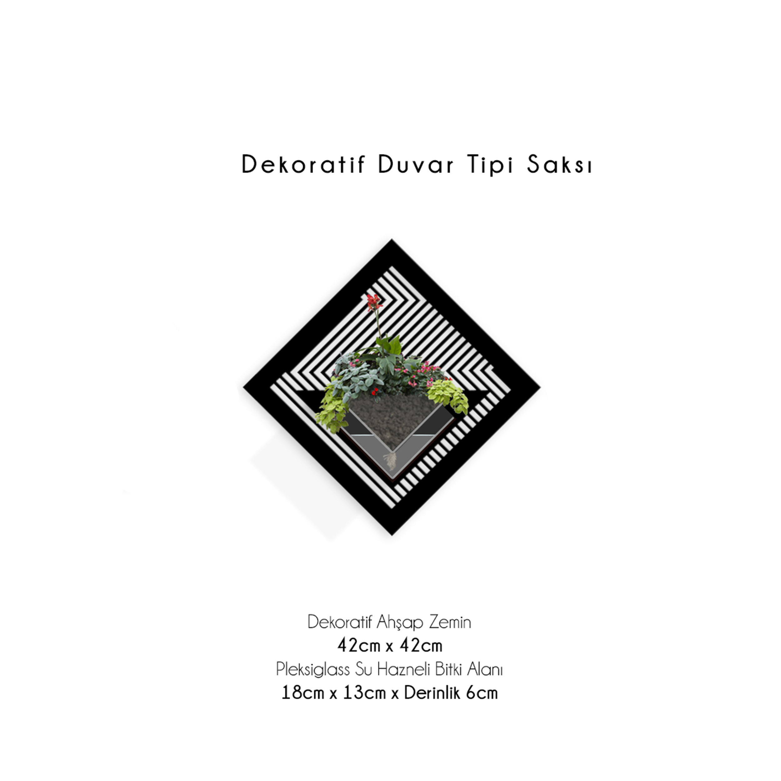 Duvar Tipi Dekoratif Ahşap Saksı
