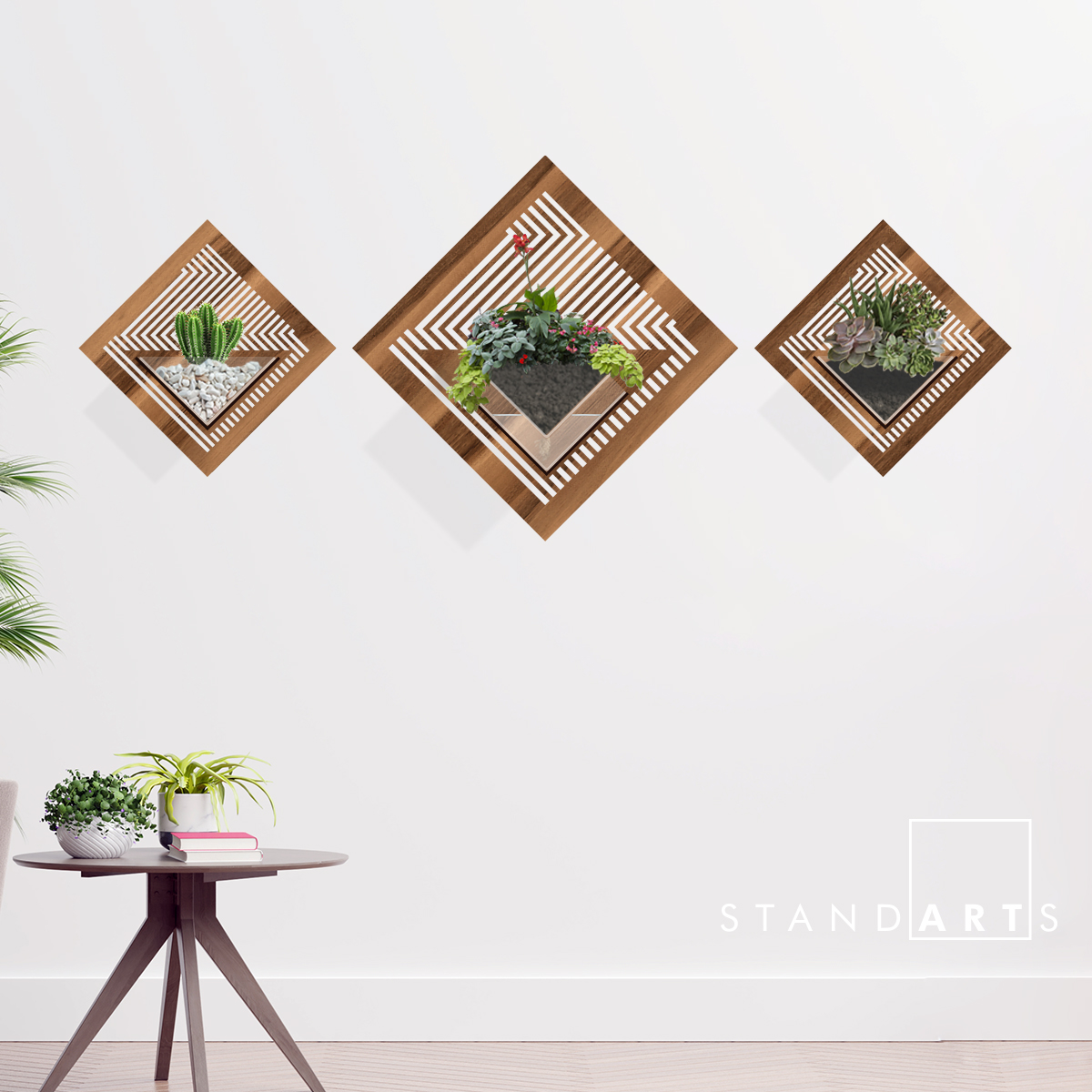 Duvar Tipi Ahşap Dekoratif Saksı