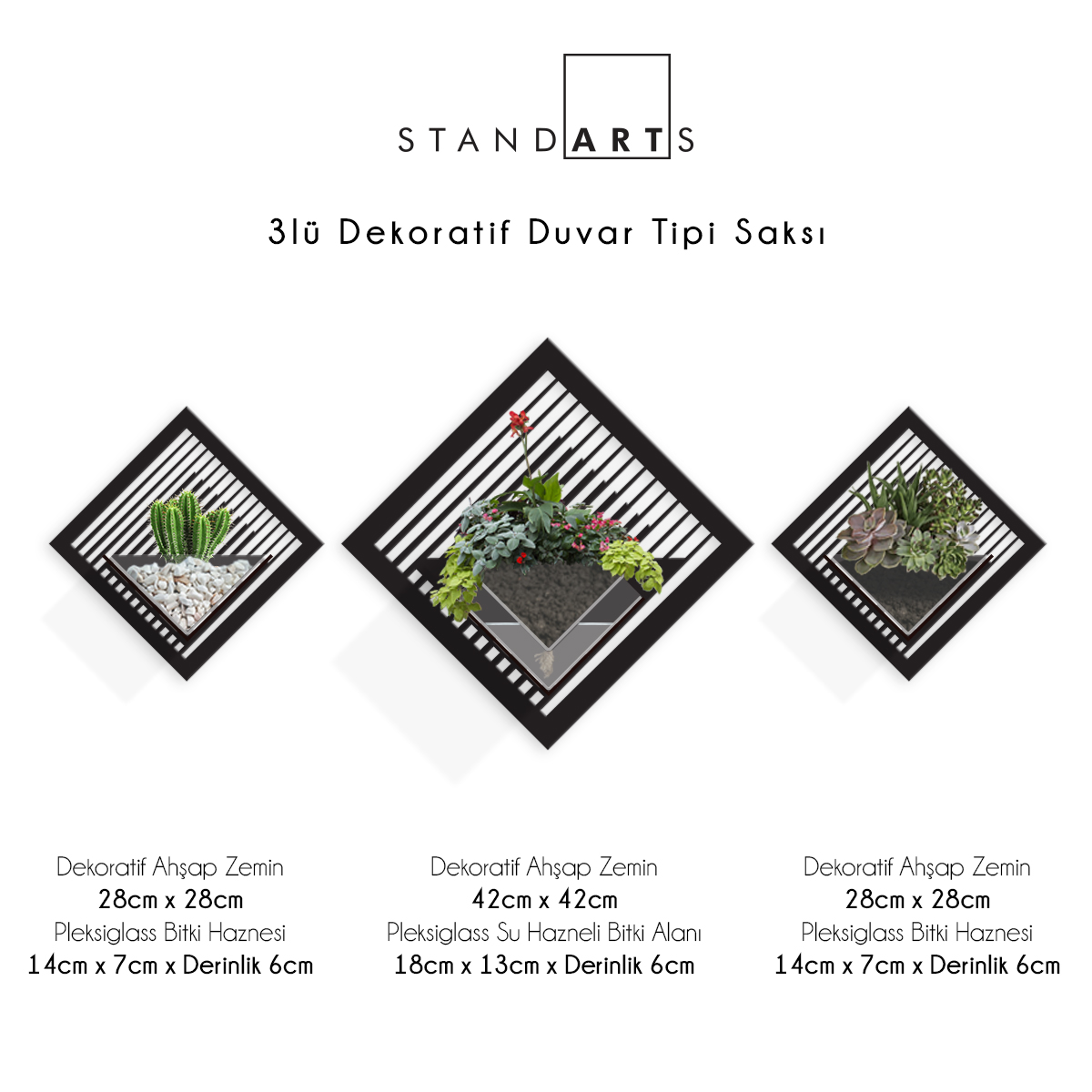 Duvar Tipi Dekoratif Ahşap Saksı