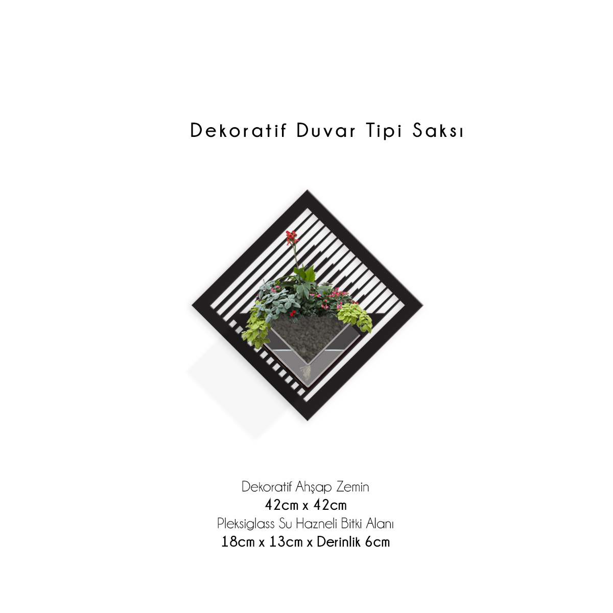 Duvar Tipi Dekoratif Ahşap Saksı