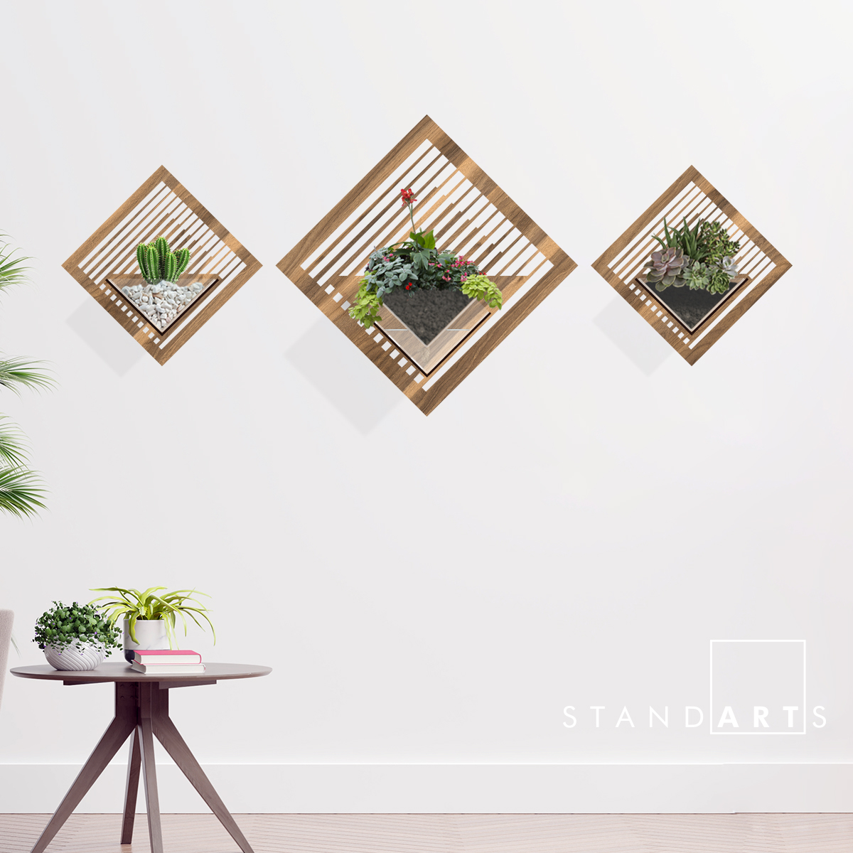 Duvar Tipi Ahşap Dekoratif Saksı