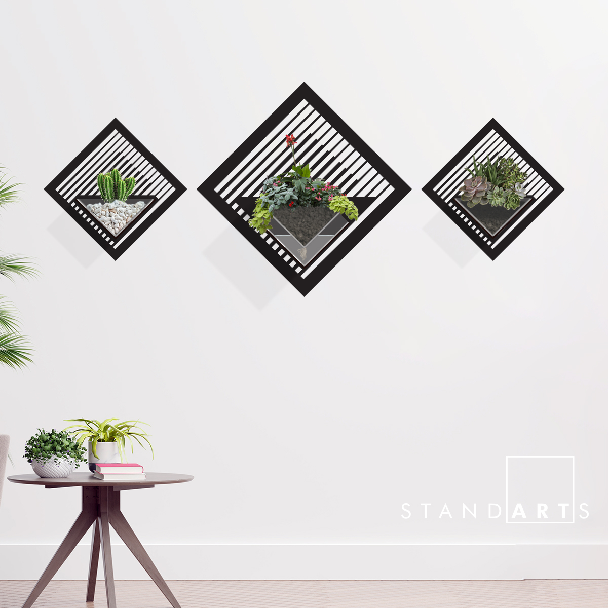 Duvar Tipi Dekoratif Ahşap Saksı