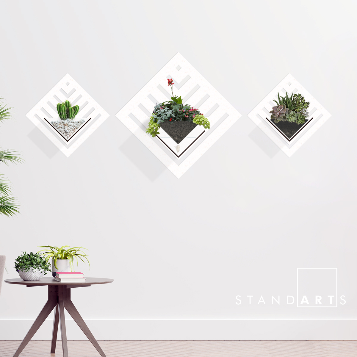 Duvar Tipi Dekoratif Ahşap Saksı