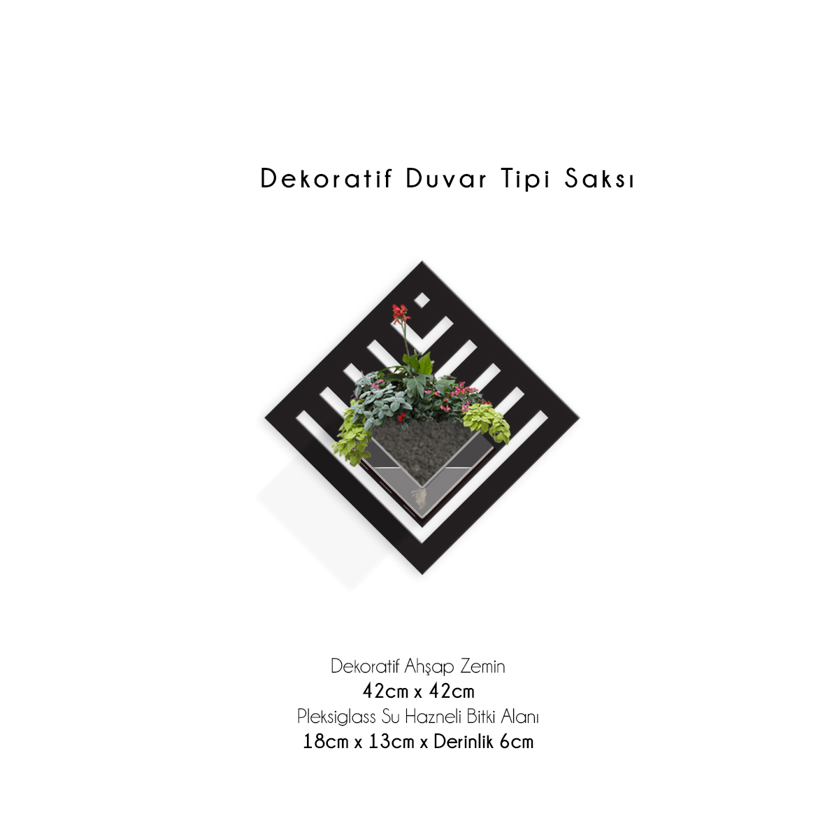 Duvar Tipi Dekoratif Ahşap Saksı