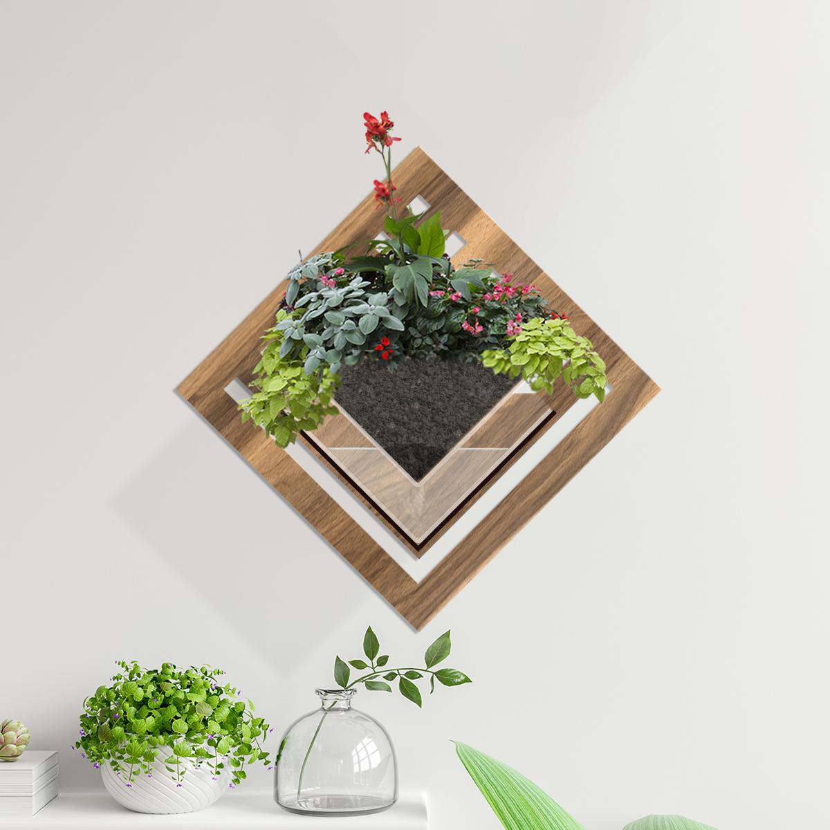 Duvar Tipi Ahşap Dekoratif Saksı