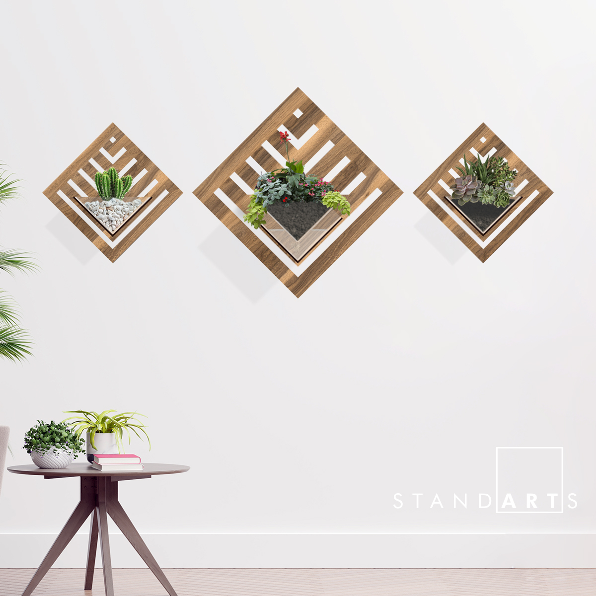 Duvar Tipi Ahşap Dekoratif Saksı