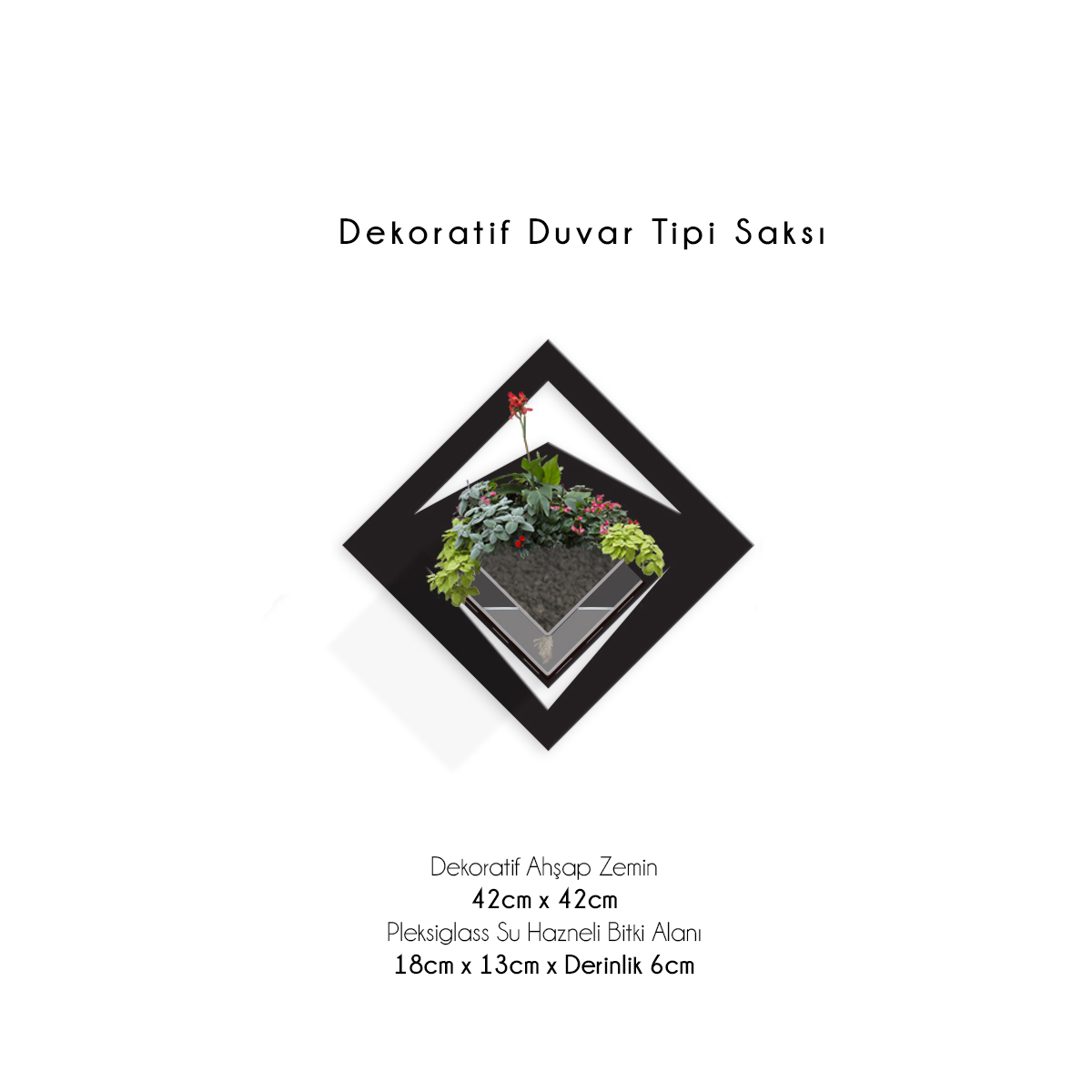 Duvar Tipi Dekoratif Ahşap Saksı