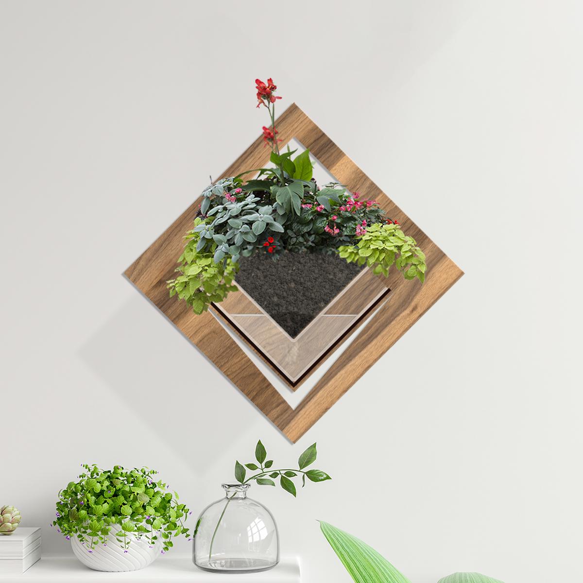 Duvar Tipi Ahşap Dekoratif Saksı