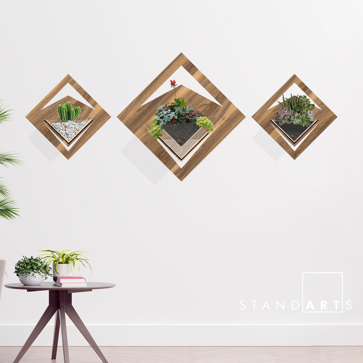 Duvar Tipi Ahşap Dekoratif Saksı