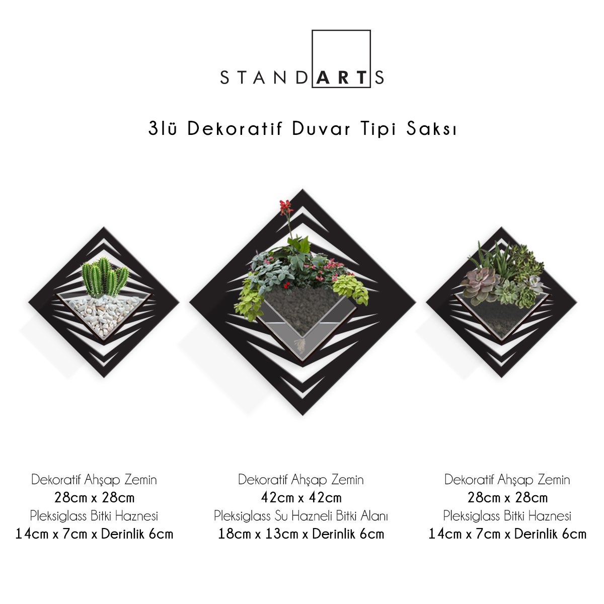 Duvar Tipi Dekoratif Ahşap Saksı