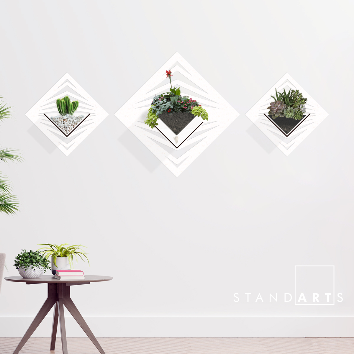 Duvar Tipi Dekoratif Ahşap Saksı