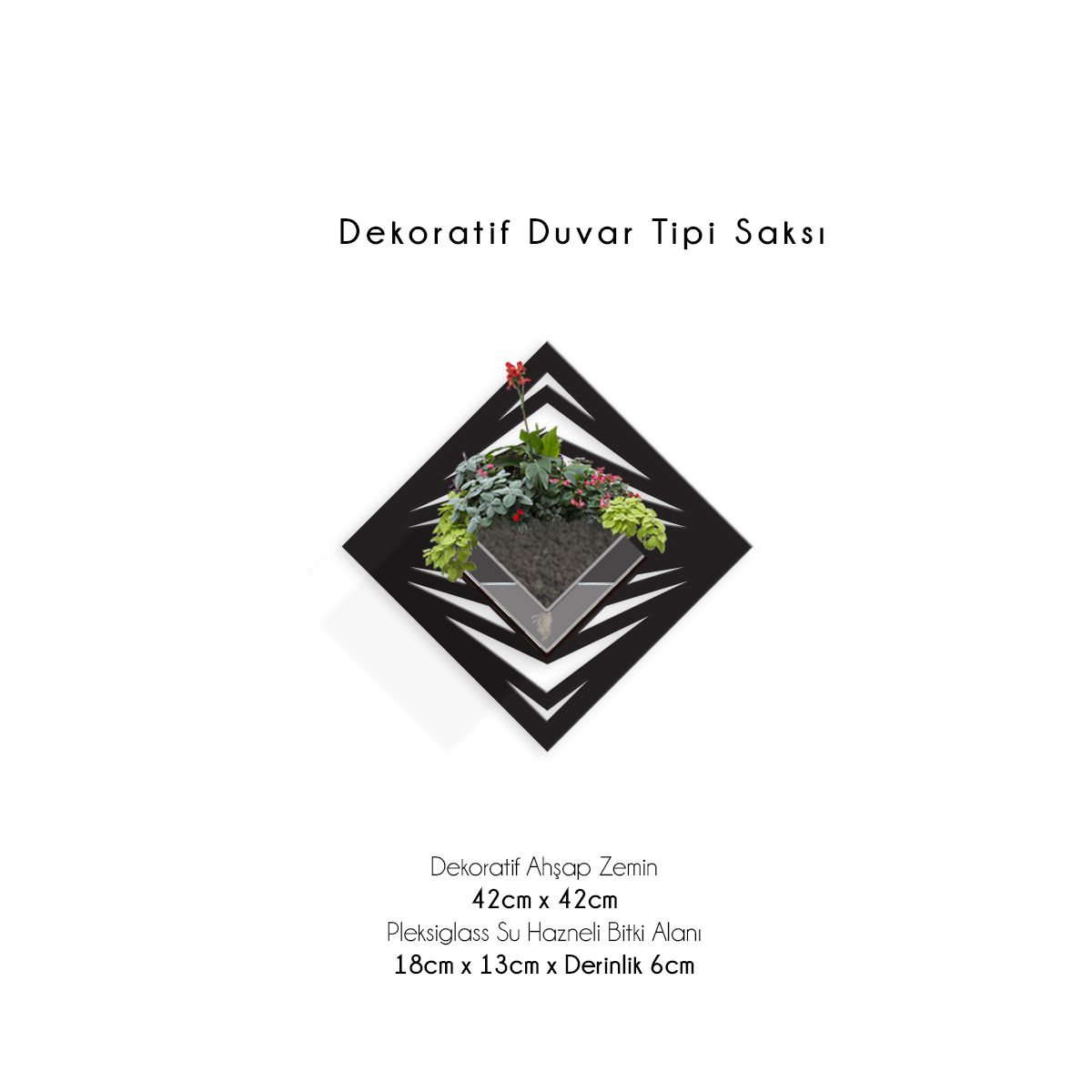 Duvar Tipi Ahşap Dekoratif Saksı