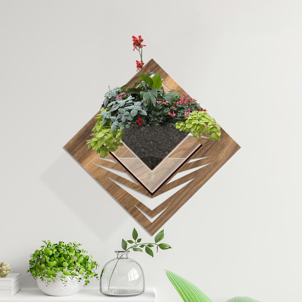 Duvar Tipi Ahşap Dekoratif Saksı