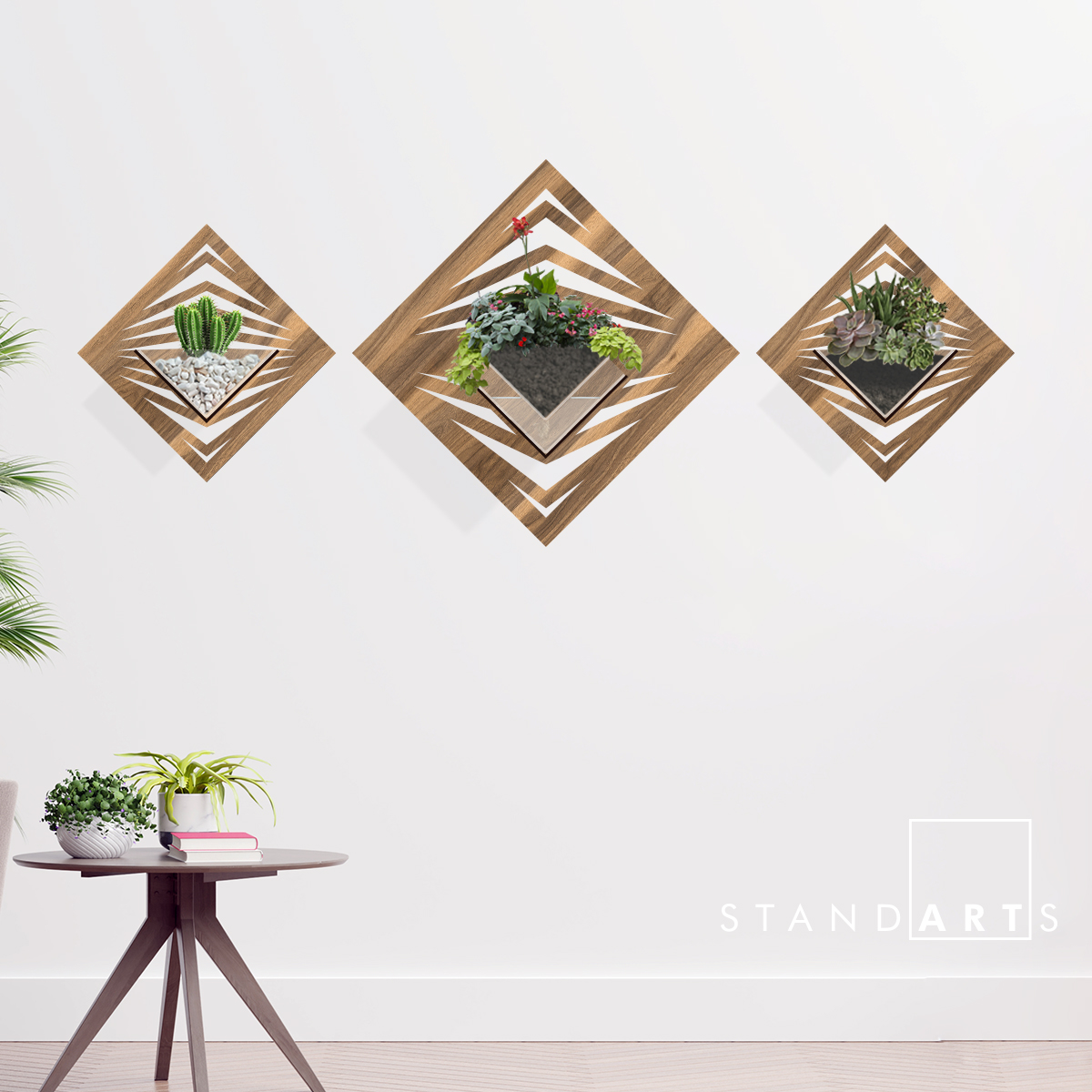 Duvar Tipi Ahşap Dekoratif Saksı