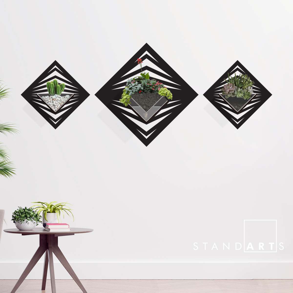 Duvar Tipi Dekoratif Ahşap Saksı