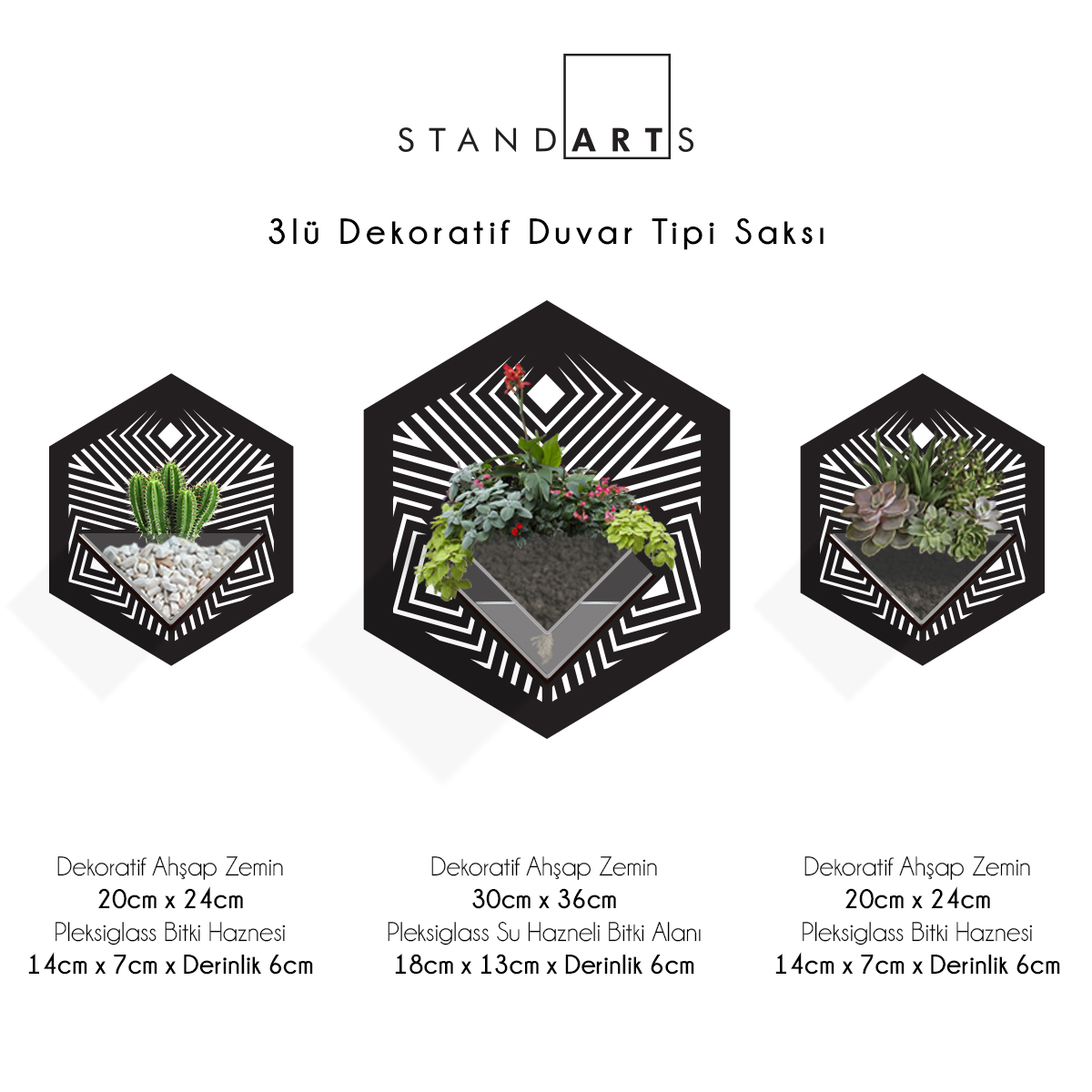 Duvar Tipi Dekoratif Ahşap Saksı