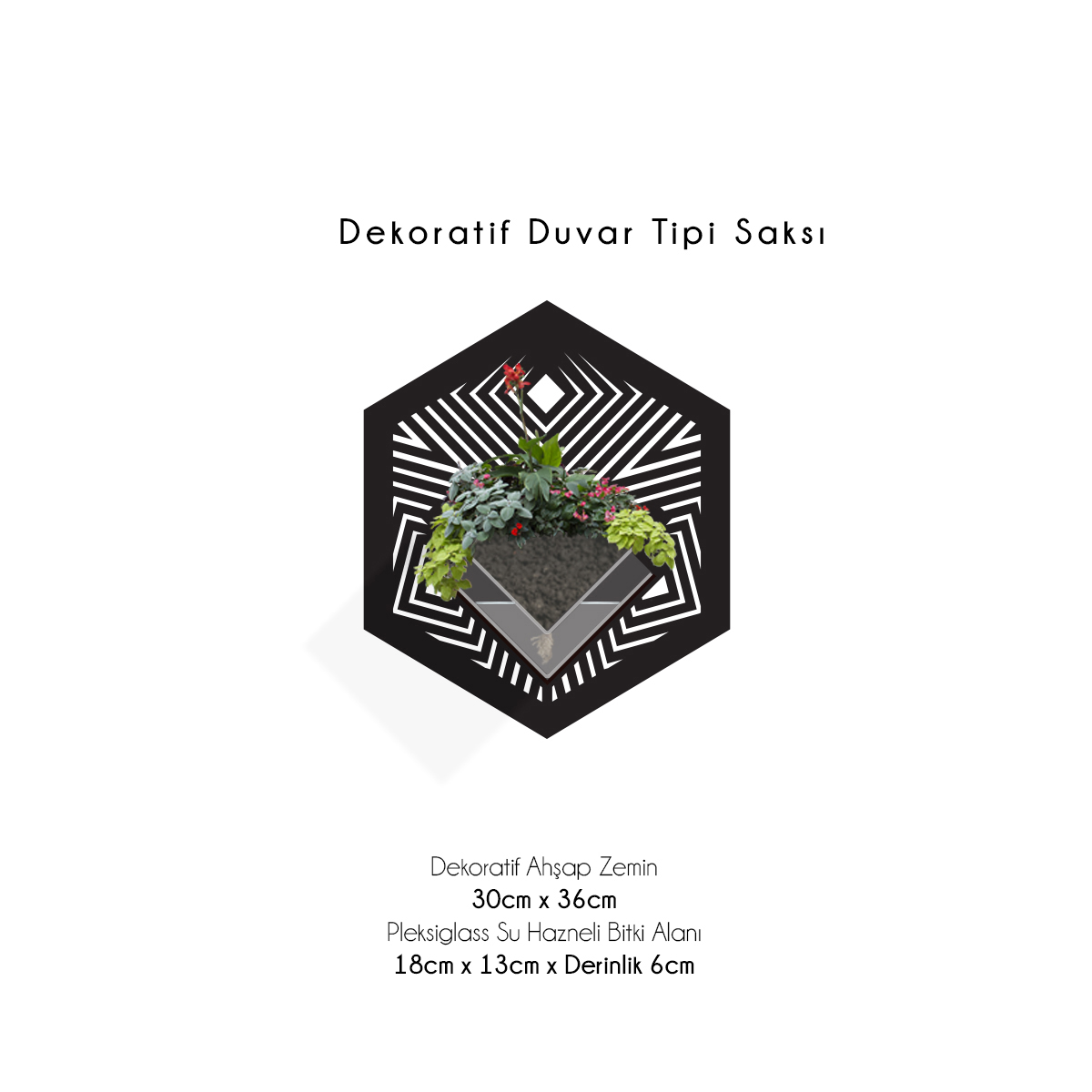 Duvar Tipi Dekoratif Ahşap Saksı