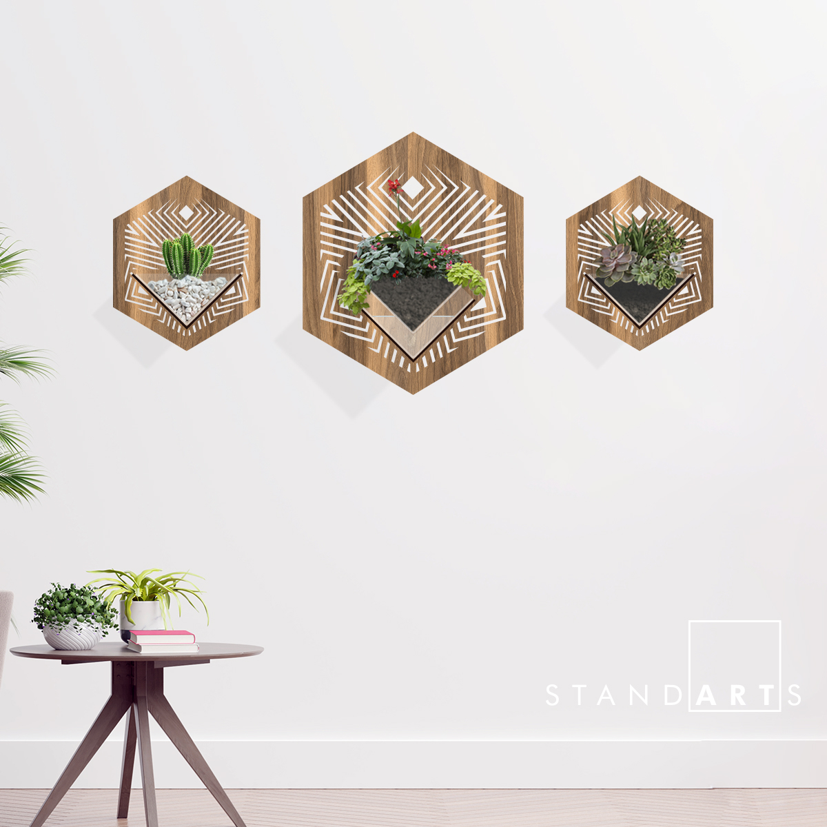 Duvar Tipi Ahşap Dekoratif Saksı