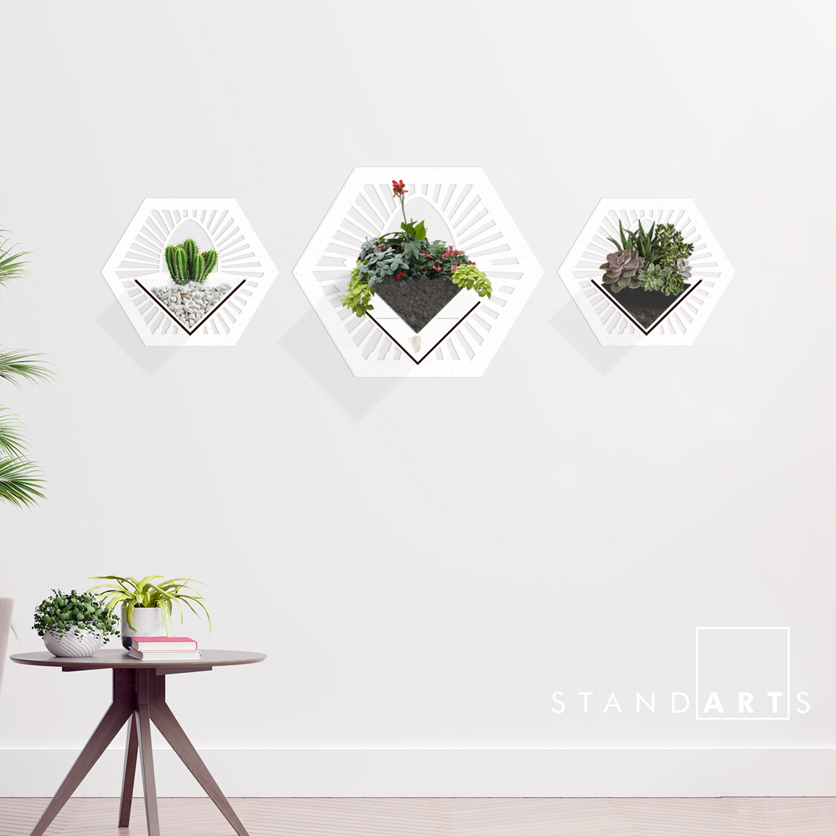 Duvar Tipi Dekoratif Ahşap Saksı