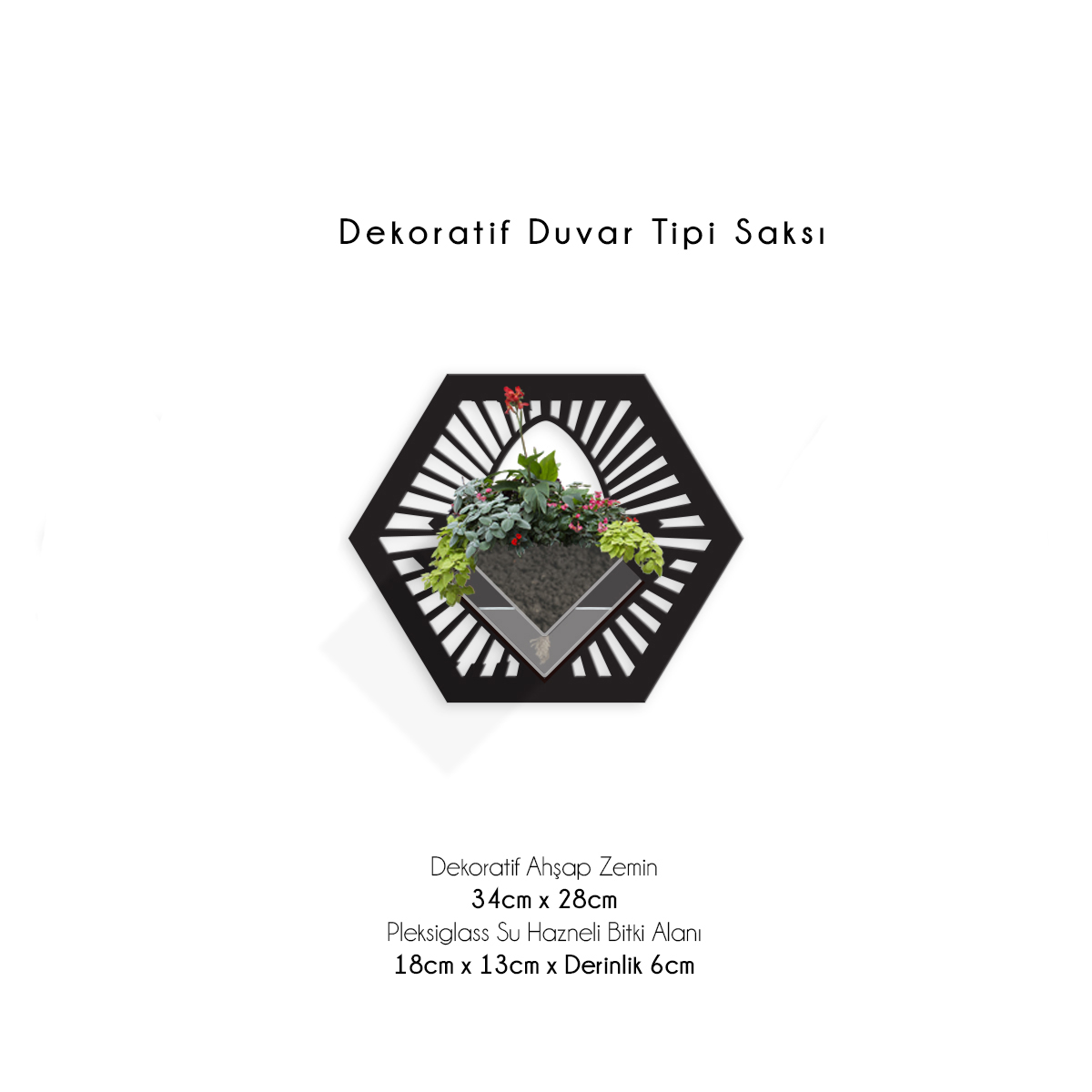 Duvar Tipi Dekoratif Ahşap Saksı