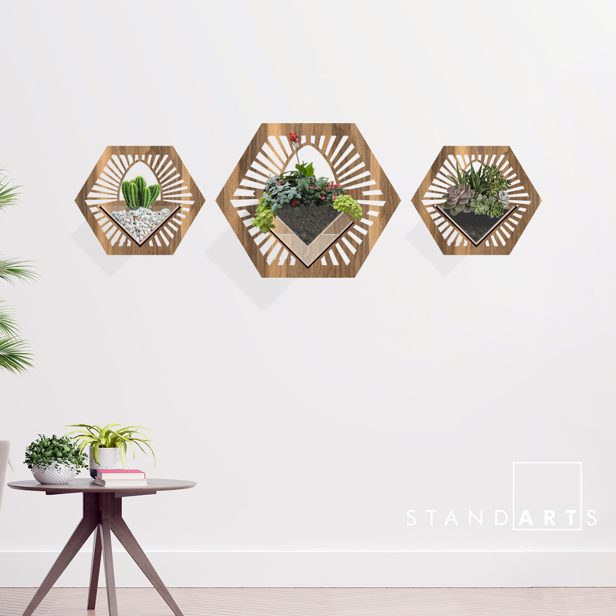 Duvar Tipi Ahşap Dekoratif Saksı