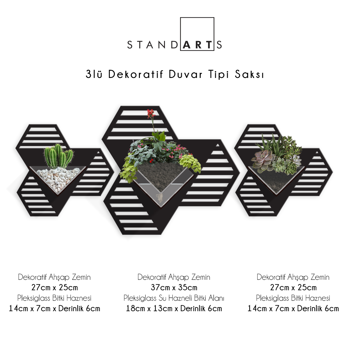 Duvar Tipi Ahşap Dekoratif Saksı