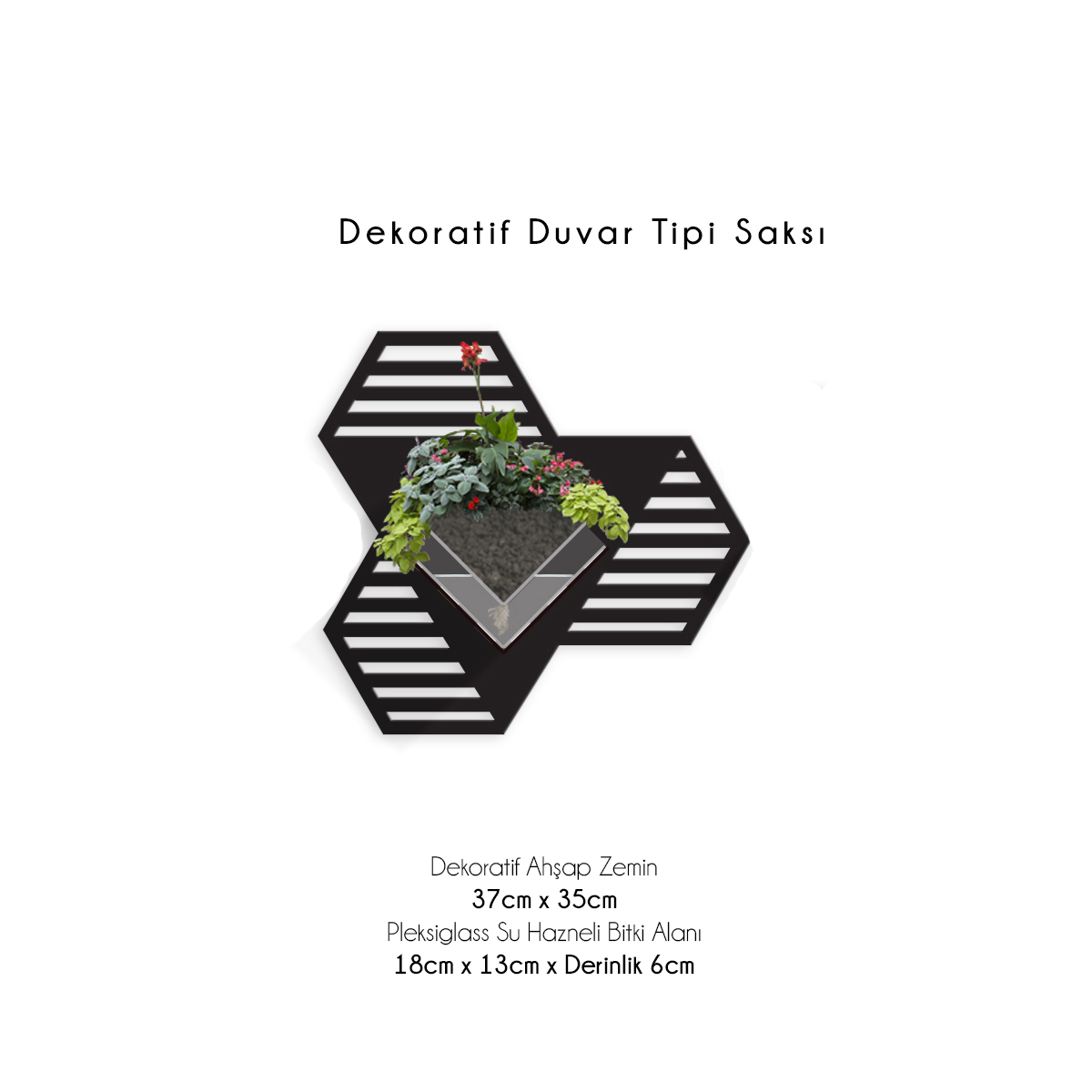 Duvar Tipi Dekoratif Ahşap Saksı